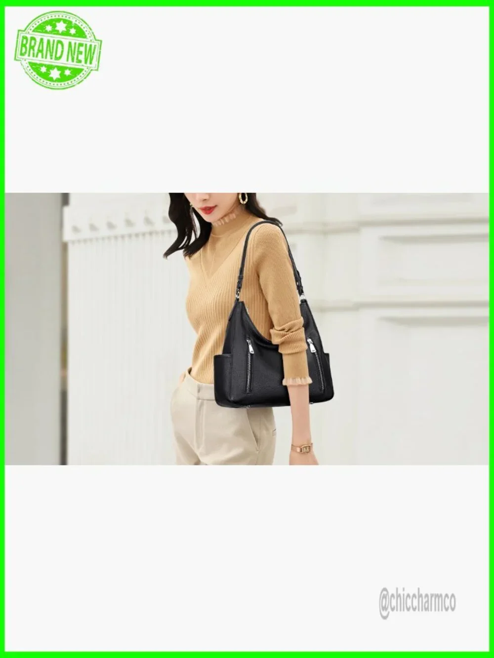 Genuine Leather Hobo Shoulder Bag Crossbody Medium Size 12x11 Inches